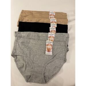 LOT 6 Jockey Cotton, Breathable Stretch Hipster Underwear Cream/Black/Gray 7/L